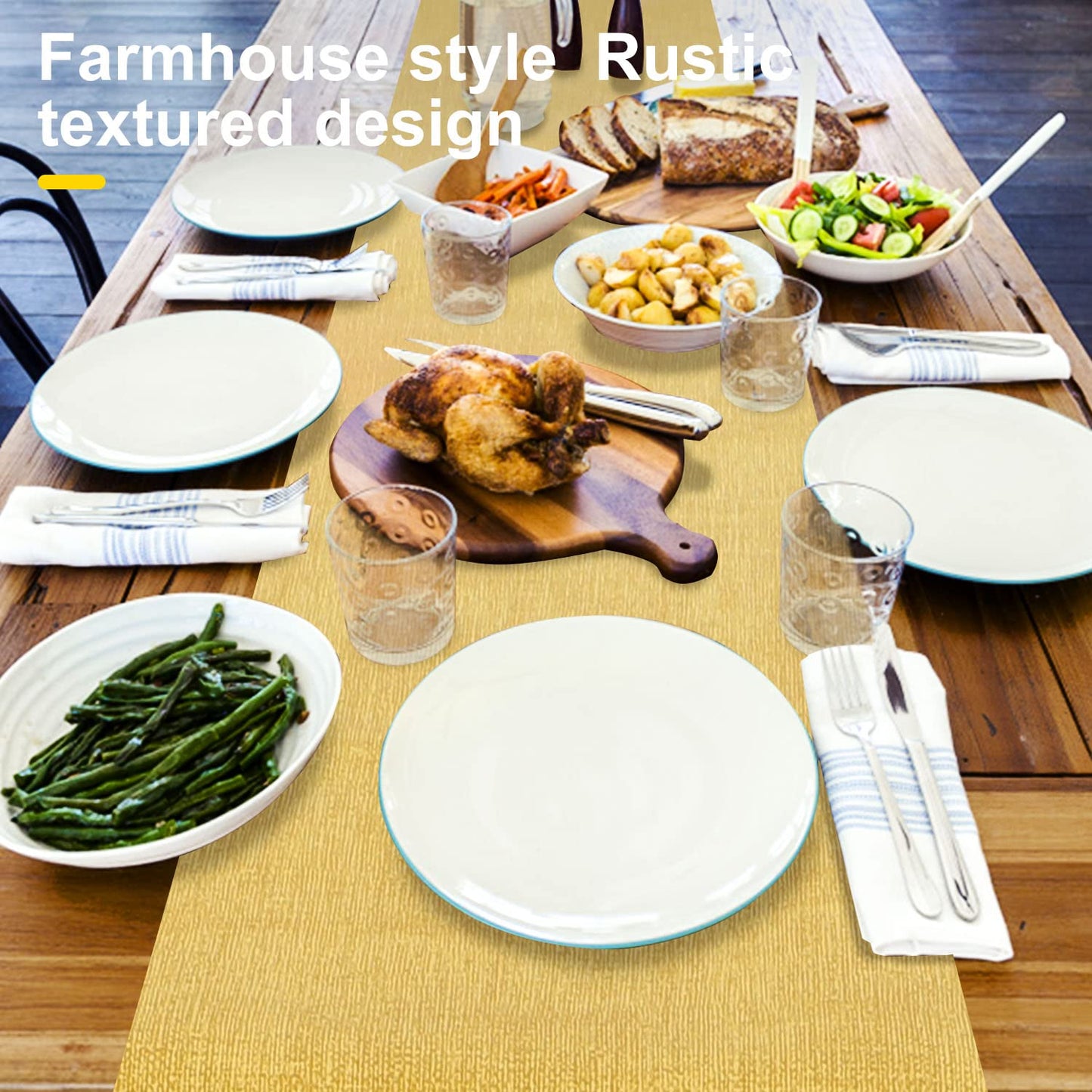 Wipeable Table Runner – Thick Farmhouse-Style Runner for Kitchen, Bedroom, Living Room, Indoor & Outdoor Use
