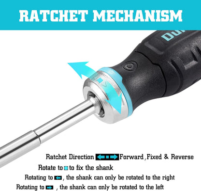 DURATECH 38-Piece Multi-bit Ratcheting Screwdriver Set – Magnetic, with Storage Handle & Slotted/Phillips/Pozi/Torx/Hex/Square Bits