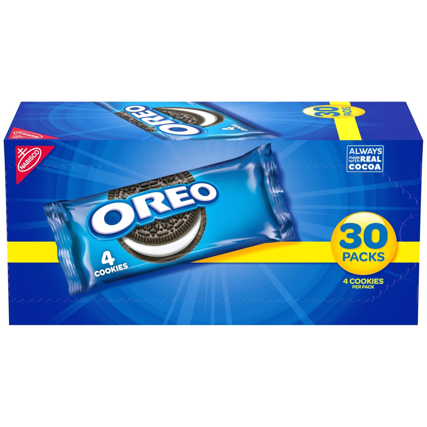 OREO Chocolate Sandwich Cookies, 30 Snackpackungen (4 Kekse pro Packung) 