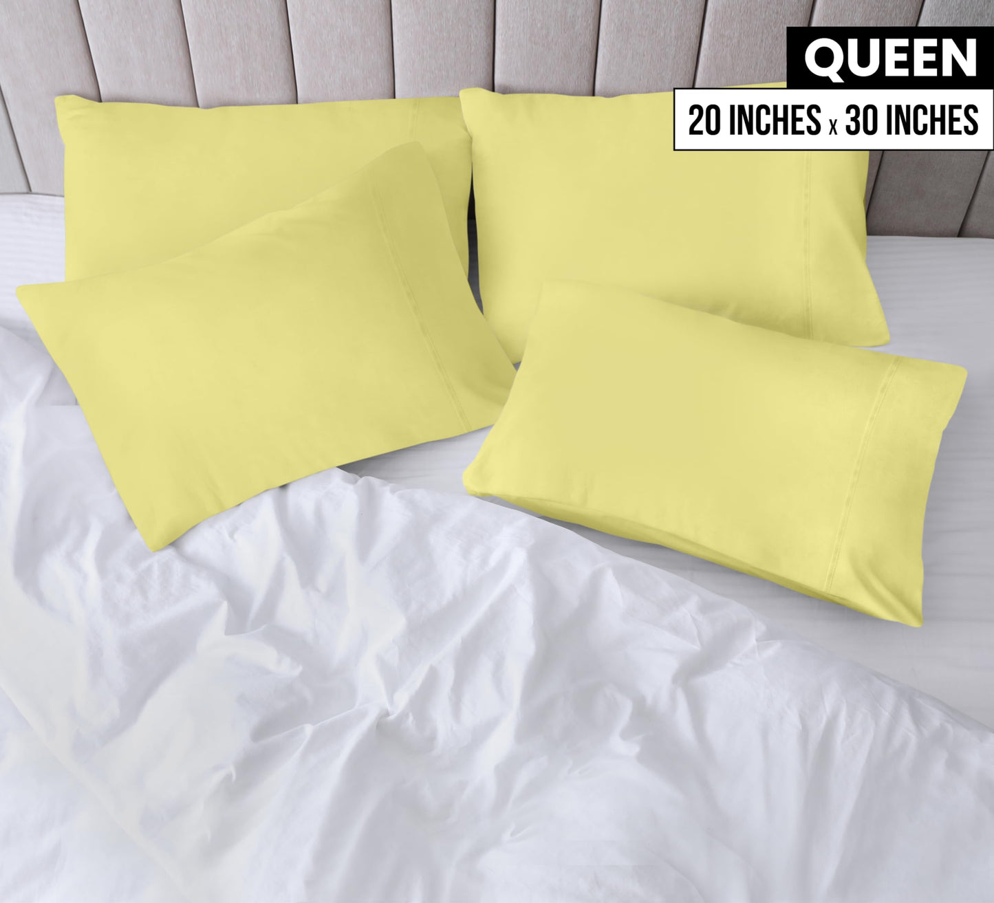 Taies d'oreiller Queen Utopia Bedding - Paquet de 4 - Fermeture à enveloppe - Tissu en microfibre brossé doux - Housses d'oreiller résistantes au rétrécissement et à la décoloration - Taille Queen 20 X 30 pouces (Queen, Gris) 