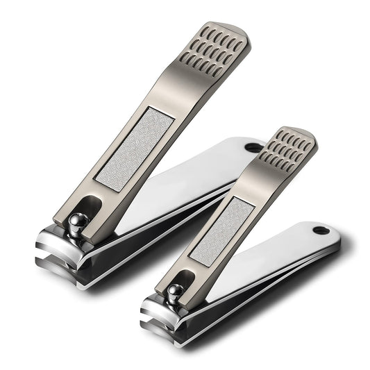 BEZOX Angled Head Toe Nail Clippers for Seniors for Thick Nails - Ergonomic Toenails Clipper for Thick Toenails, Premium Finger Nails Clipper for Adult with Catcher - Black