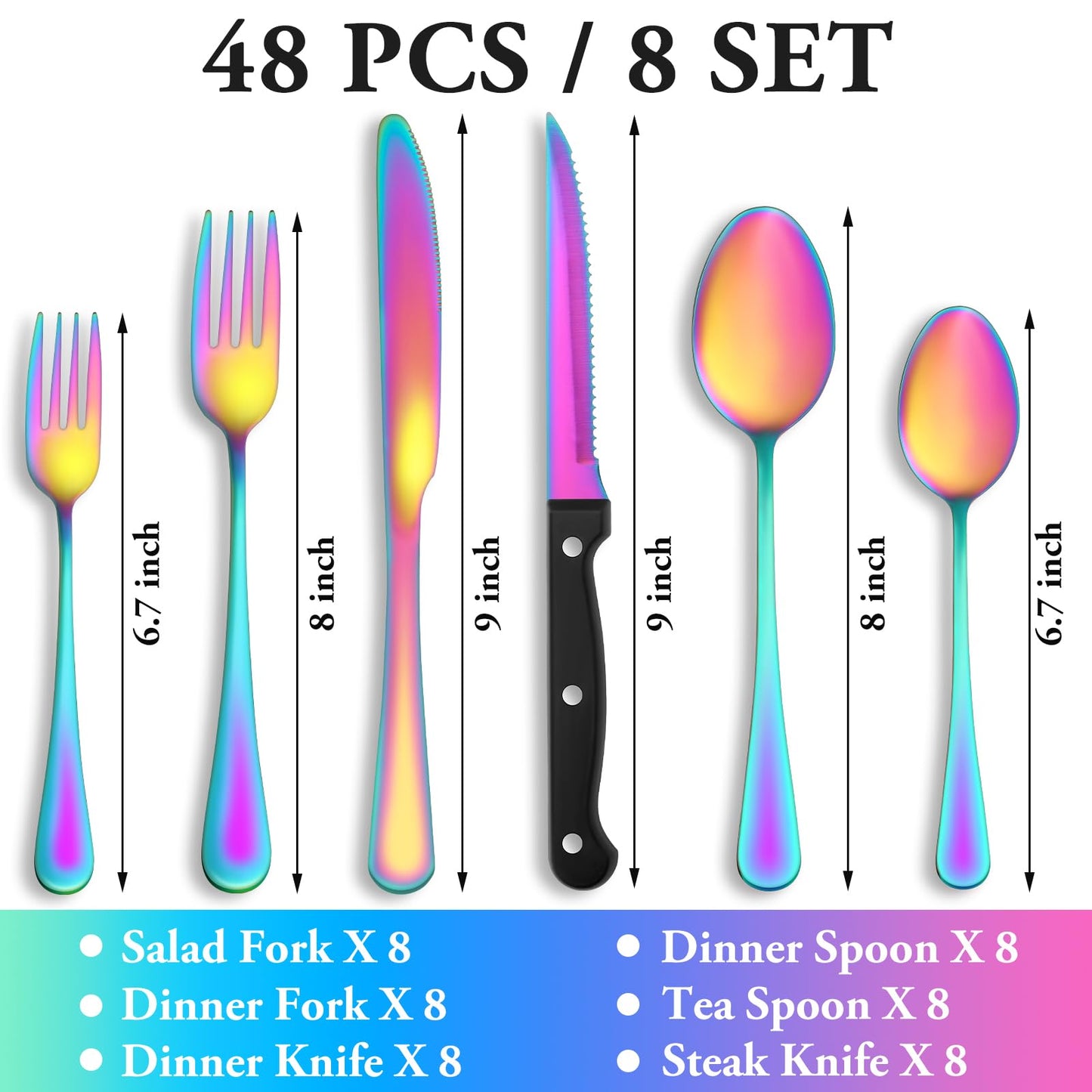 24 Pcs Silverware Set with Steak Knives Service for 4,Stainless Steel Flatware Set,Mirror Polished Cutlery Utensil Set,Home Kitchen Eating Tableware Set,Include Fork Knife Spoon Set,Dishwasher Safe