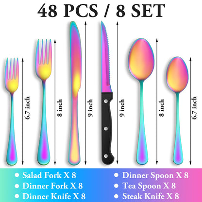 24-Piece Silverware Set with Steak Knives – Stainless Steel Flatware for 4