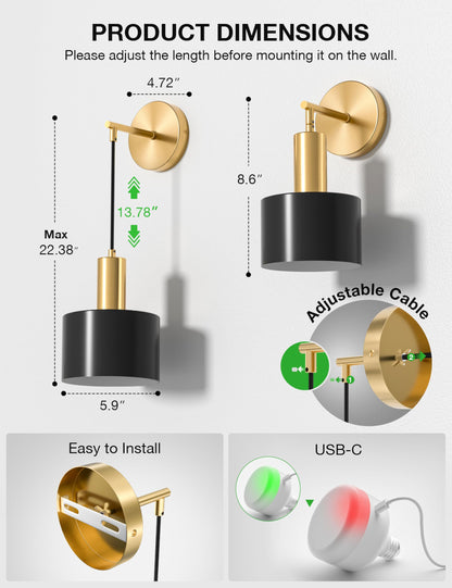 Rechargeable Battery Wall Sconce – 9-Color Dimmable Wireless Light