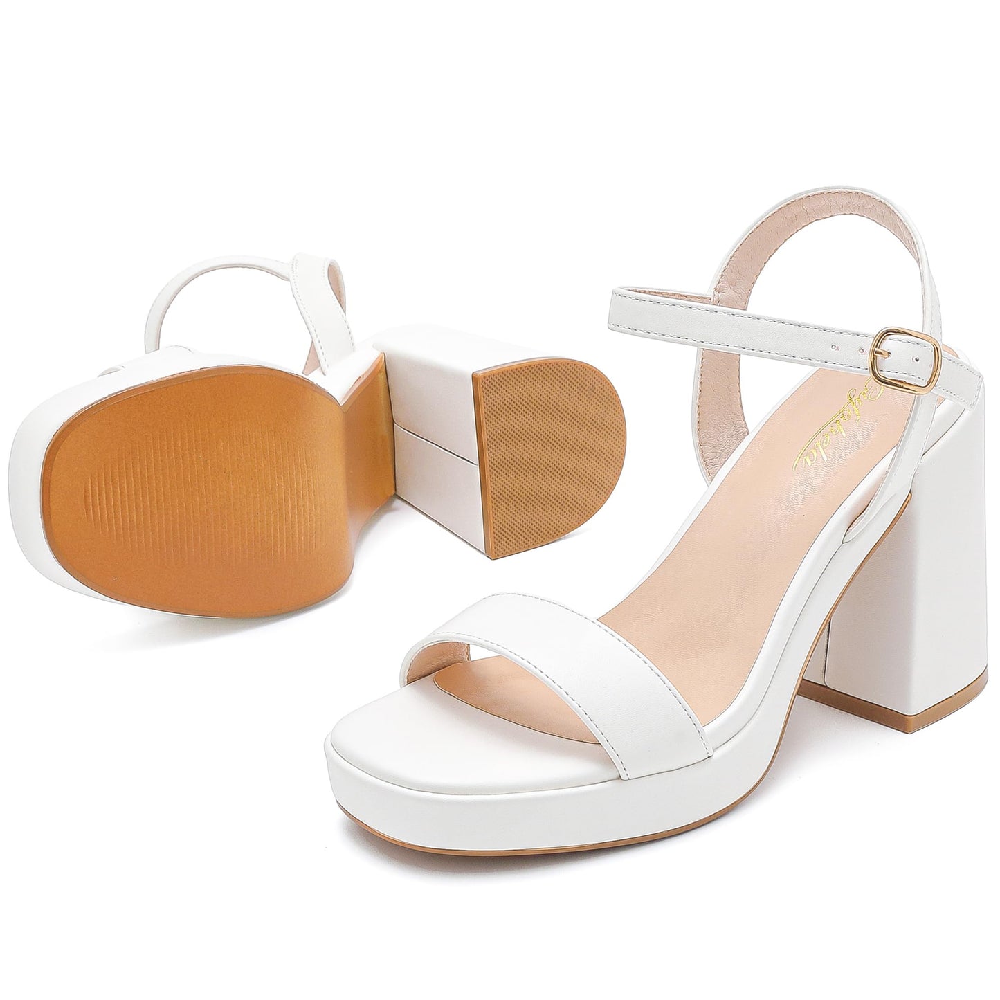 Platform Sandals Women Fashion Block Chunky Heeled Sandals Open Toe High Heels Evening Wedding Party Prom Dance Summer Ankle Strap Dress Shoes