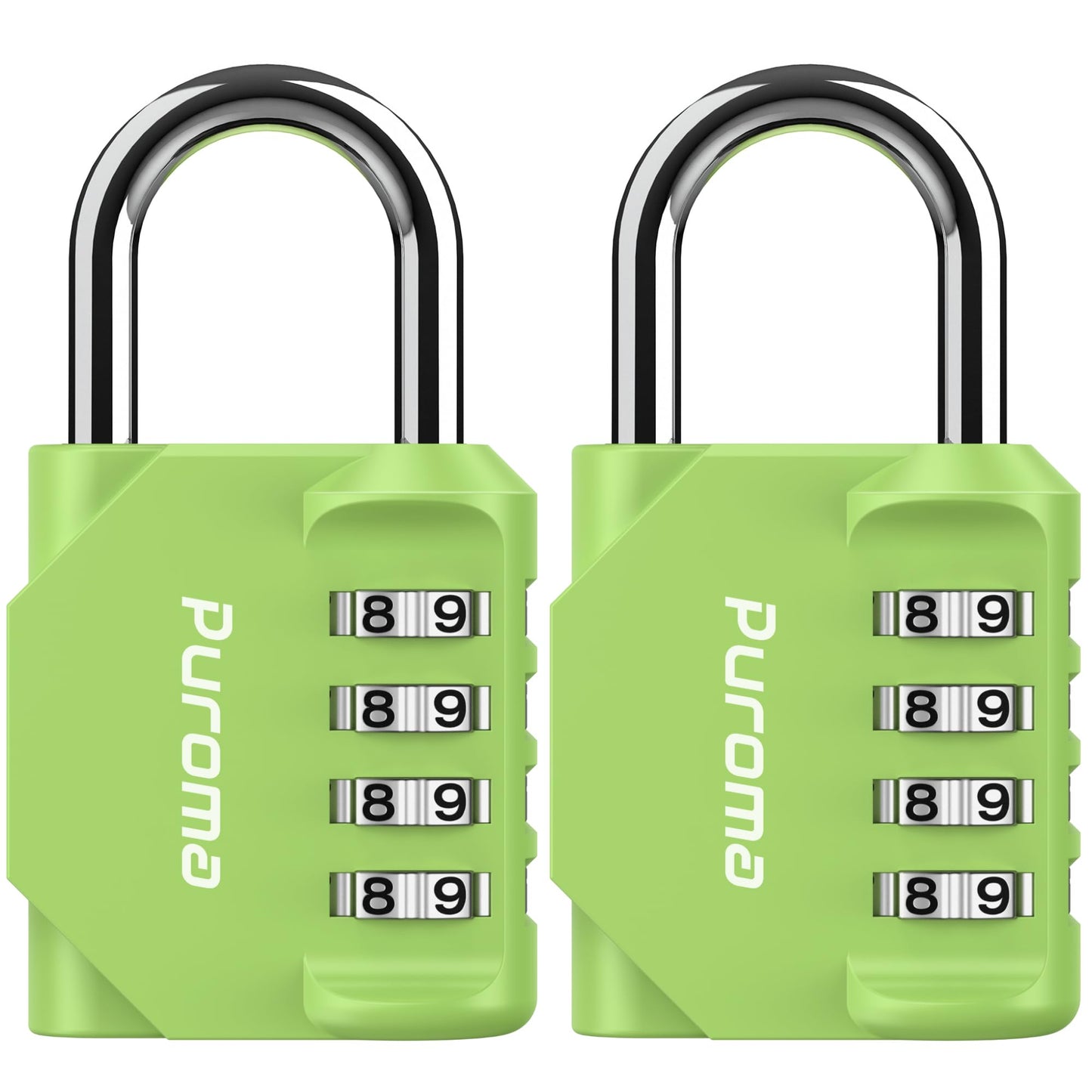 Puroma Lot de 4 cadenas à combinaison à 4 chiffres pour casier de salle de sport, casier de sport, clôture, boîte à outils, portail, étui, rangement à moraillon (vert) 