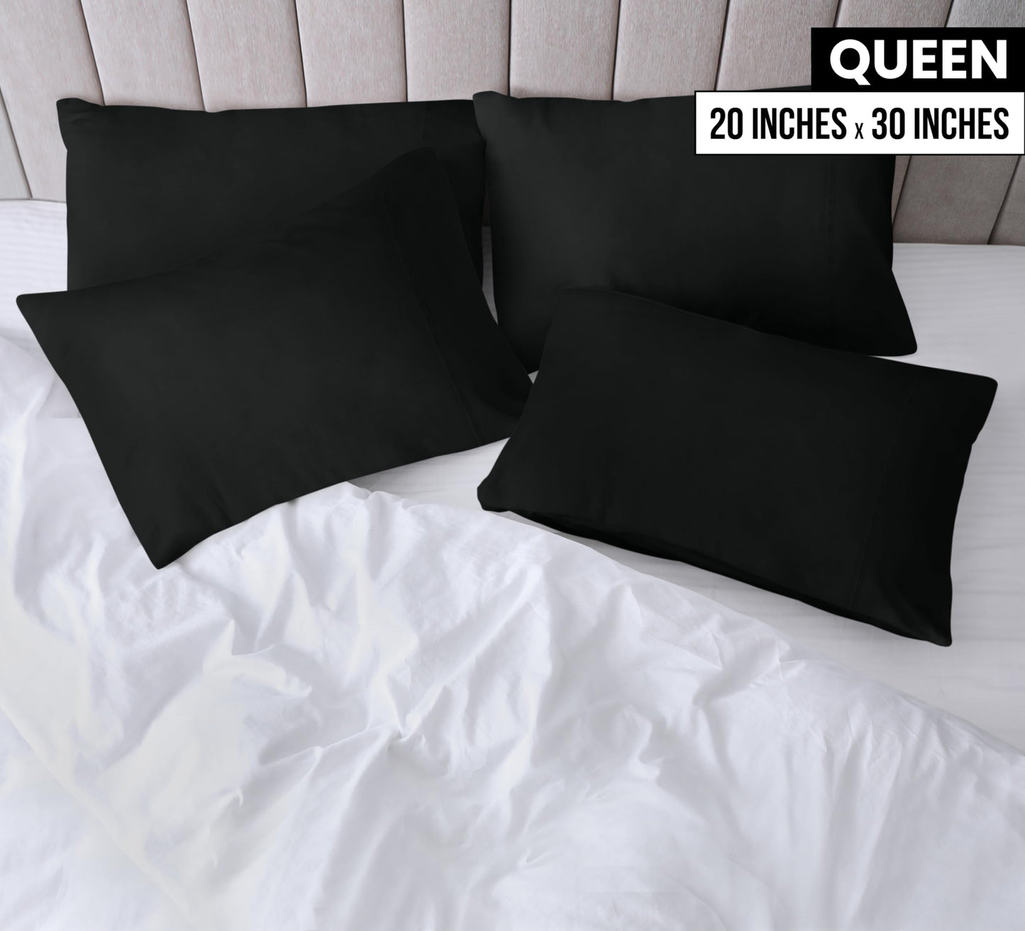 Taies d'oreiller Queen Utopia Bedding - Paquet de 4 - Fermeture à enveloppe - Tissu en microfibre brossé doux - Housses d'oreiller résistantes au rétrécissement et à la décoloration - Taille Queen 20 X 30 pouces (Queen, Gris) 