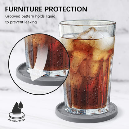 Silicone Coasters with Holder – 6-Pack, Thickened Non-Slip Deep Tray Drink Coasters