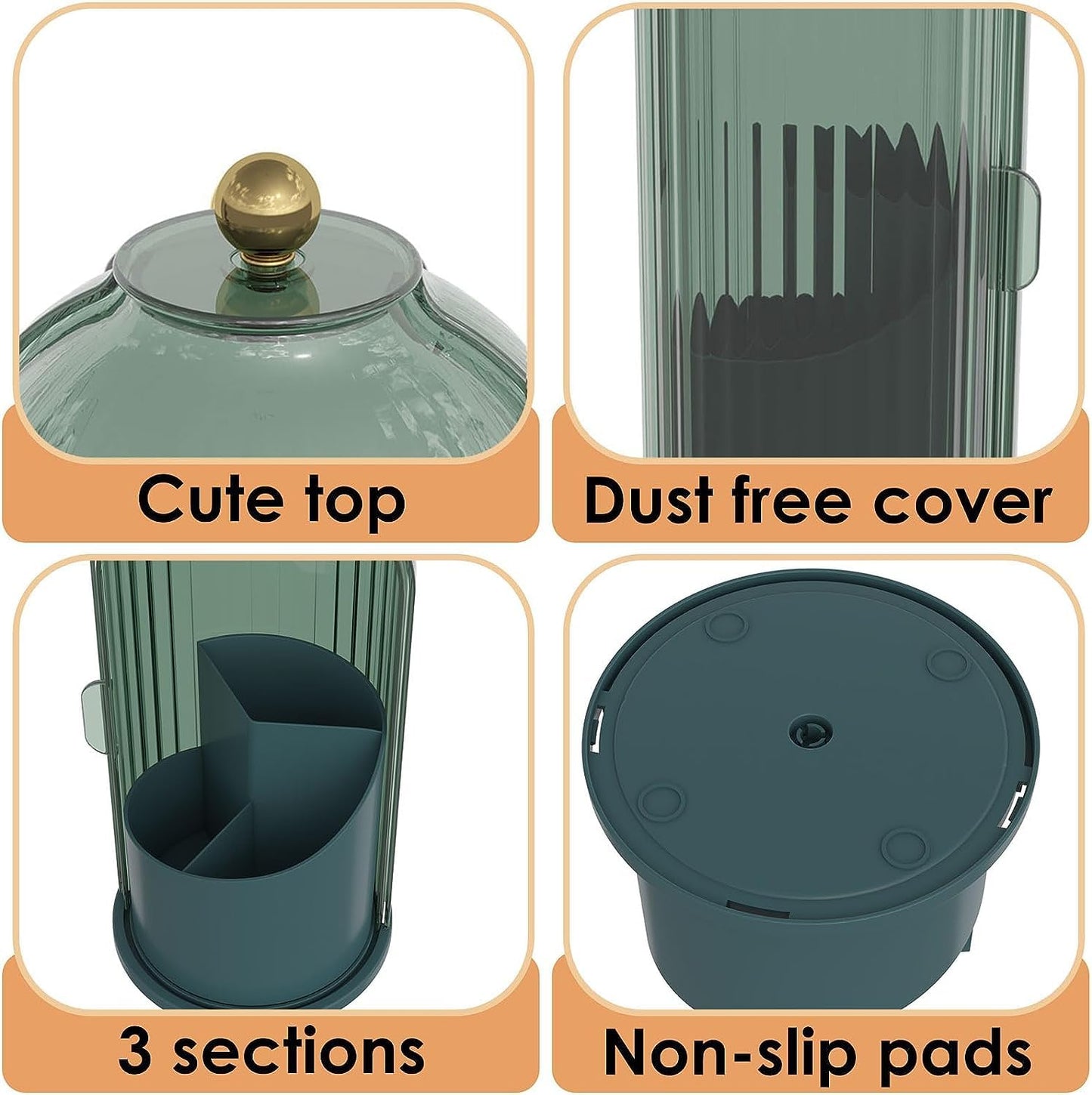 Multi-Use Bathroom Caddy, Dustproof Rotating Organizer with Cover