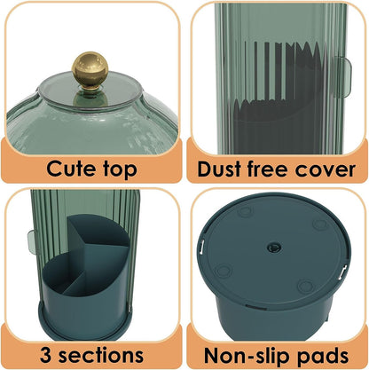 Multi-Use Bathroom Caddy, Dustproof Rotating Organizer with Cover