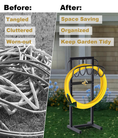 Freestanding Garden Hose Holder – Heavy Duty Metal Outdoor Hose Organizer
