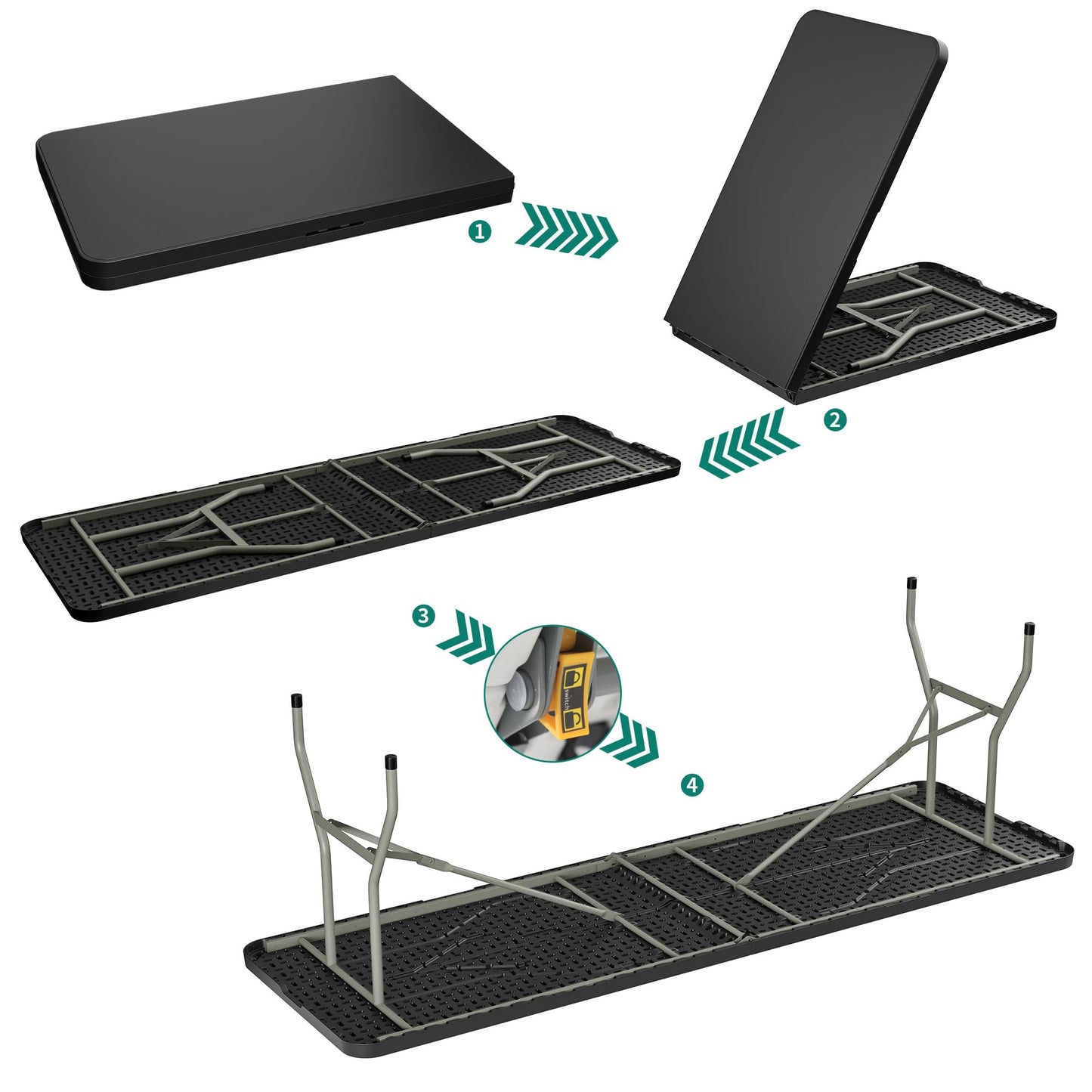 YITAHOME Table de pique-nique d'extérieur de 1,8 m avec plateau en bois, cadre en acier robuste et ouverture pour parapluie, table de pique-nique robuste idéale pour la cour, le patio, les rassemblements sur la pelouse, marron clair 