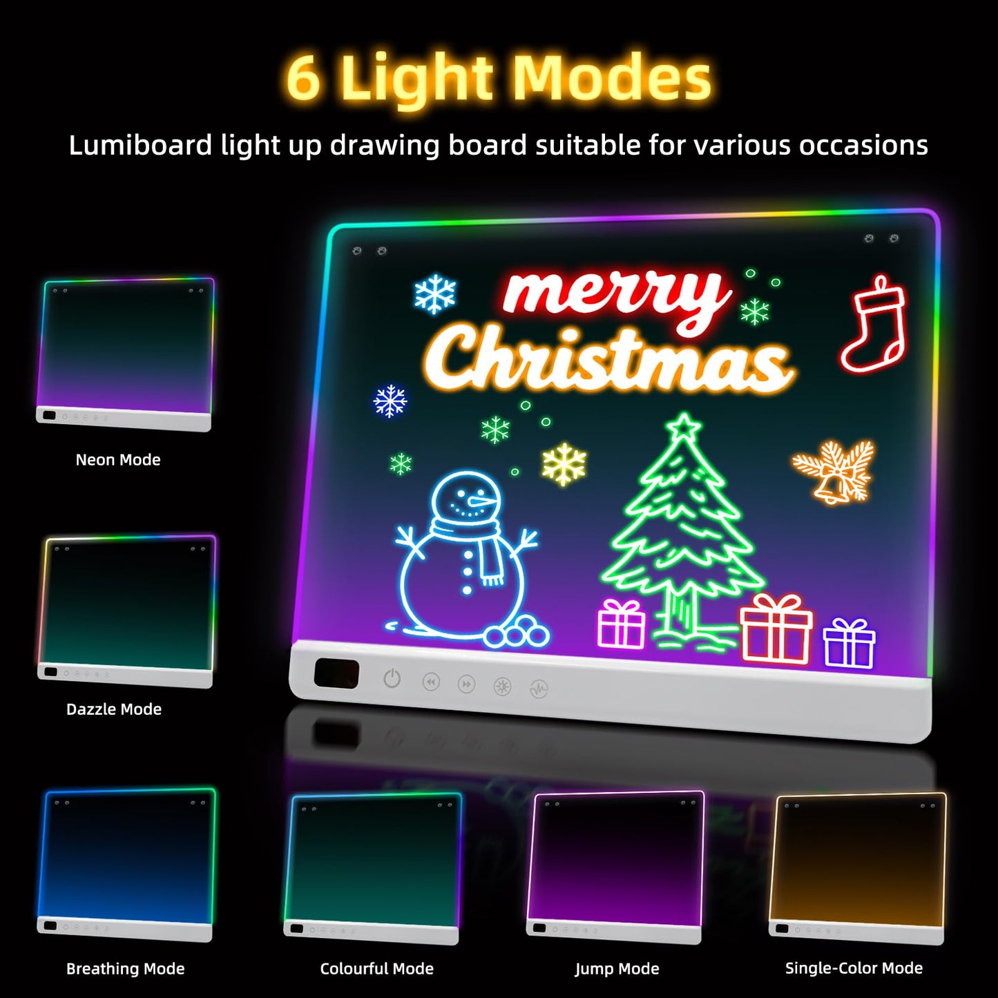Led Drawing Board with 13 Light Effects, 13.7"x10" Rechargeable Glow Doodle LED Note Board with Colors, Neon Light Up Drawing Tablet Gifts for Kids for Christmas Birthday Gifts Presents