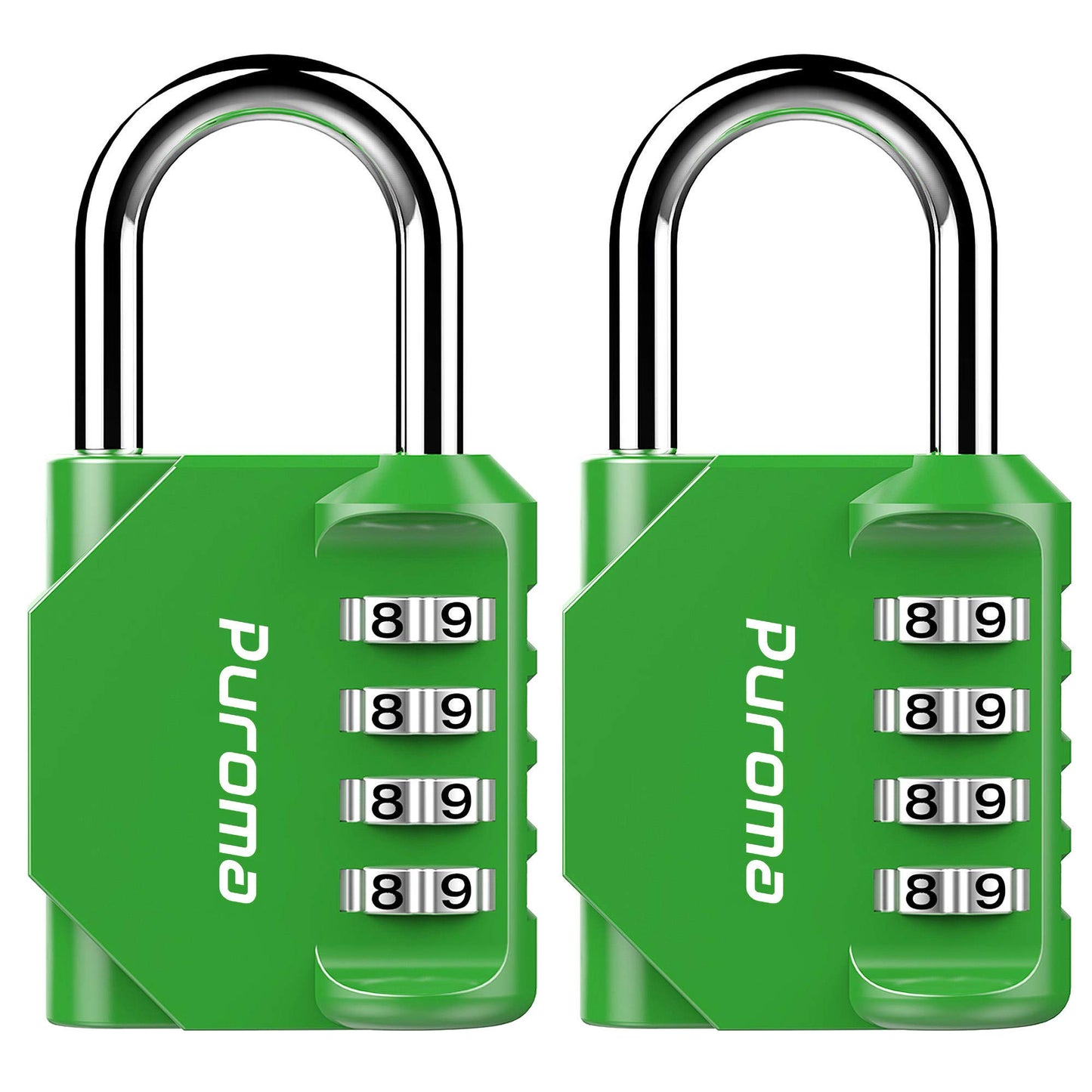 Puroma Lot de 4 cadenas à combinaison à 4 chiffres pour casier de salle de sport, casier de sport, clôture, boîte à outils, portail, étui, rangement à moraillon (vert) 