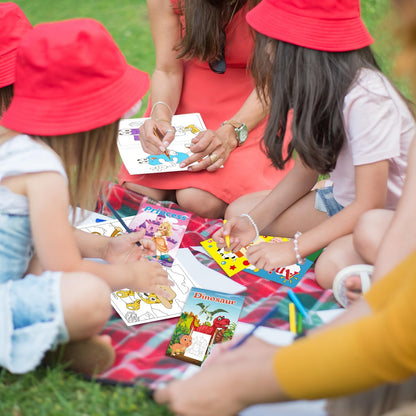 20 Mini Coloring Books (5.1” × 7”) for Kids Ages 2–8 + Bonus Book of 200 Inspiring Stickers