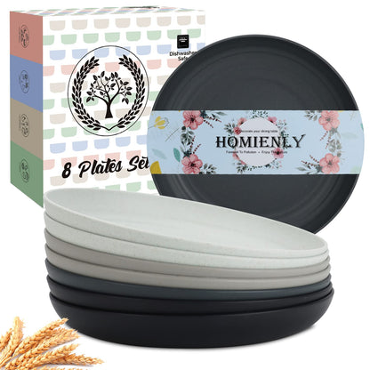 Homienly Wheat Straw Dinner Plates – Unbreakable set of 8