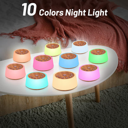 White Noise Machine – 25 Soothing Sounds, Color Night Light, Timers