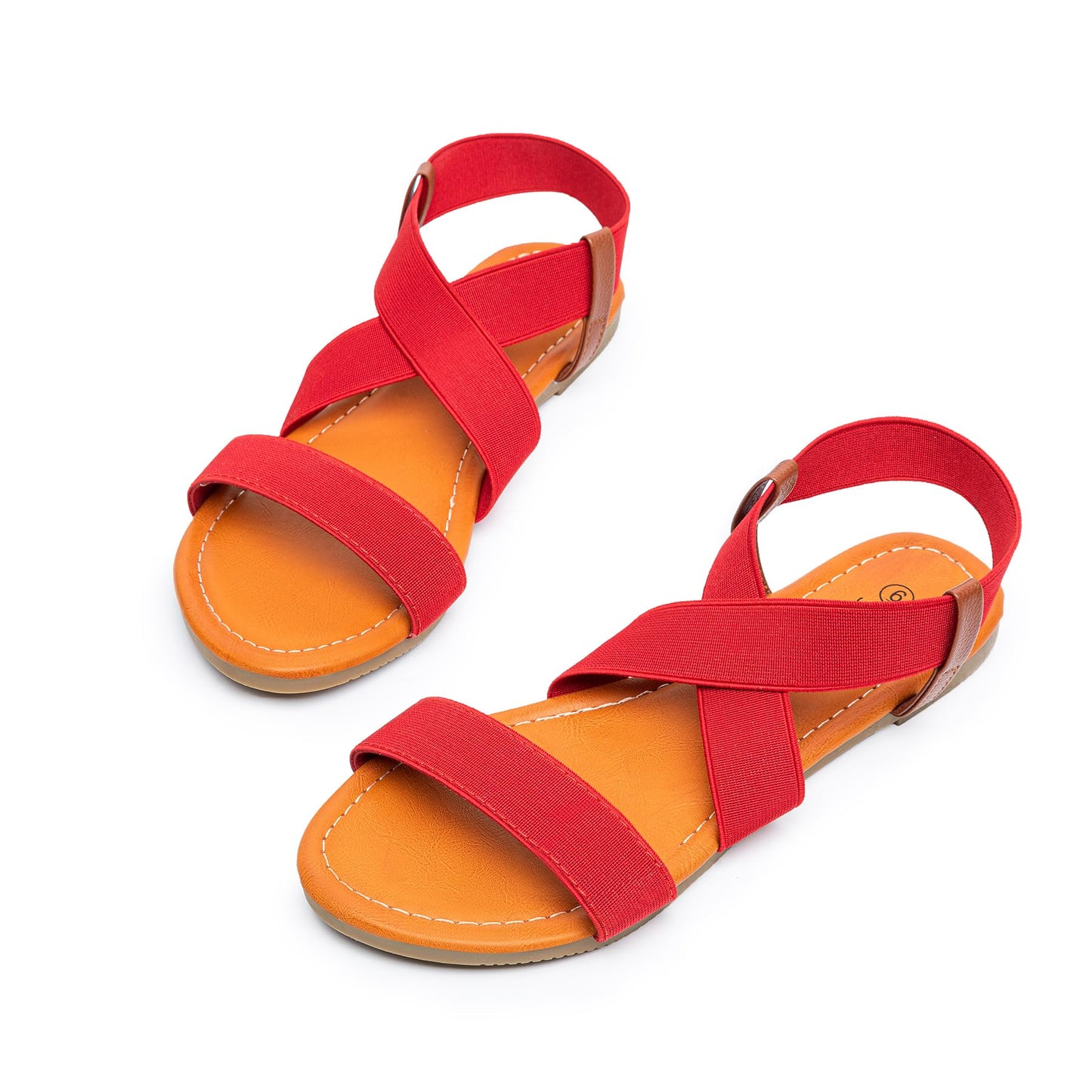 SANDALUP Elastic Ankle Strap Flat Sandals for Women