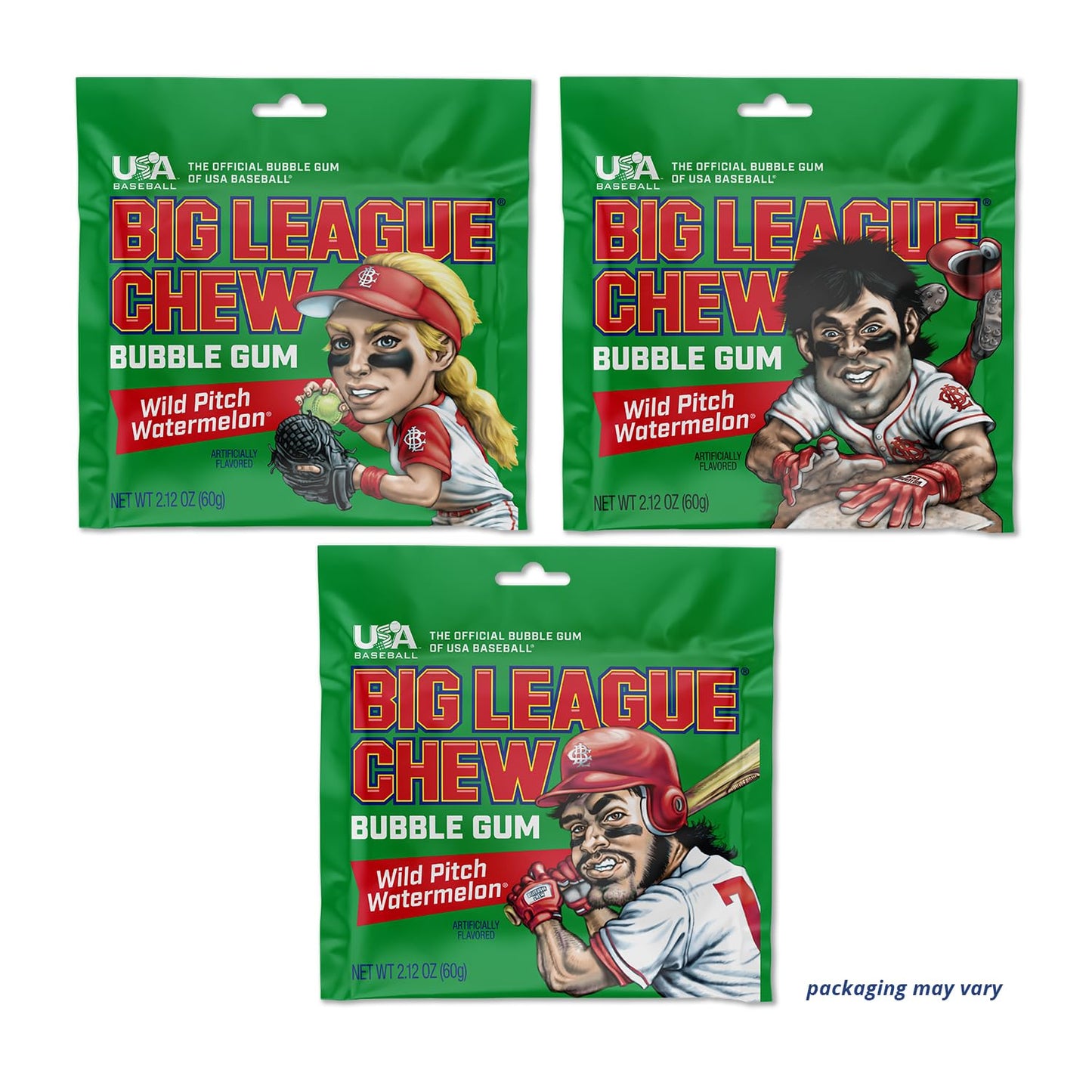 Chewing-gum original Big League Chew Outta Here - Saveur classique du stade de baseball | Parfait pour les matchs de baseball, les équipes, les concessions, les fêtes et plus encore | Paquet de 12 sacs (2,12 oz chacun)