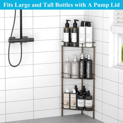 4 Tier Floor Standing Corner Shower Caddy Organizer Shelf with Hooks