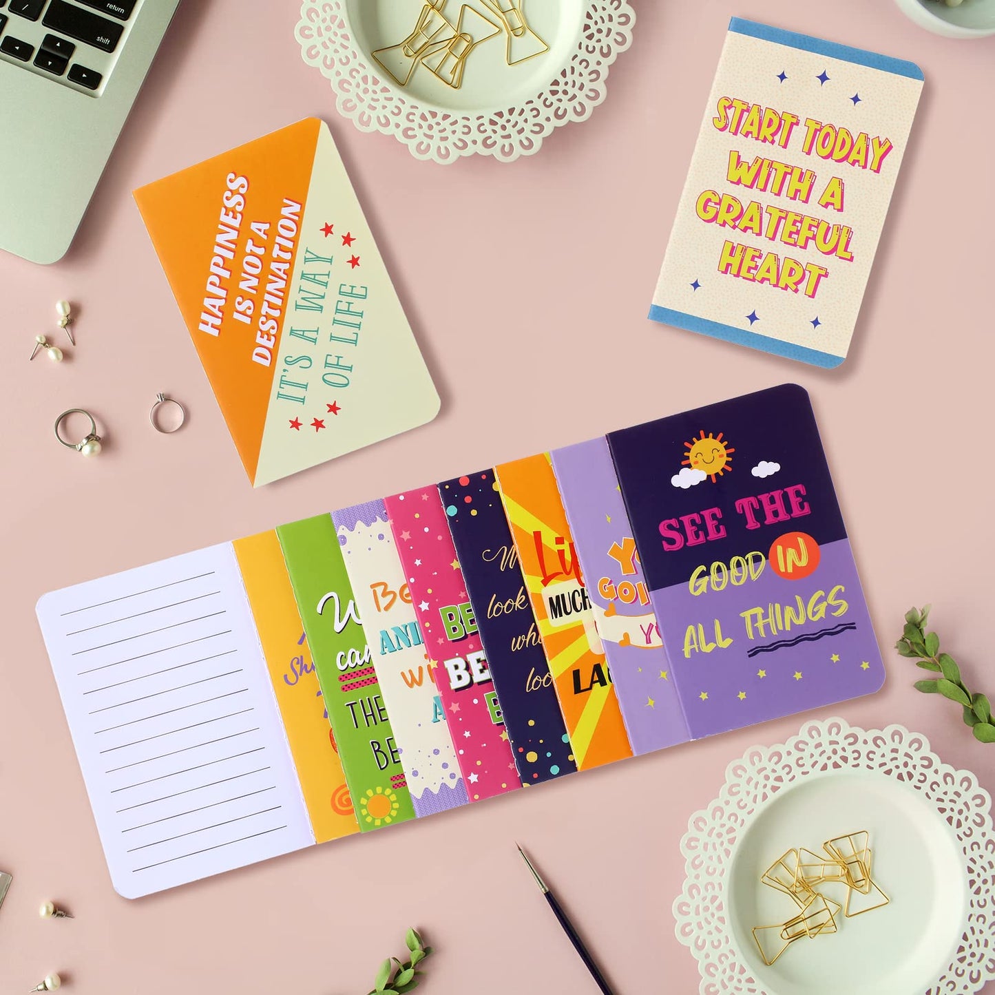 Zonon 24 Pcs Mini Colorful Notebooks Bulk Gifts, Funny Motivational Journals Notepads Inspirational Notepads Small Pocket Notebook Teacher Office Prizes Travel(Motivational Style)