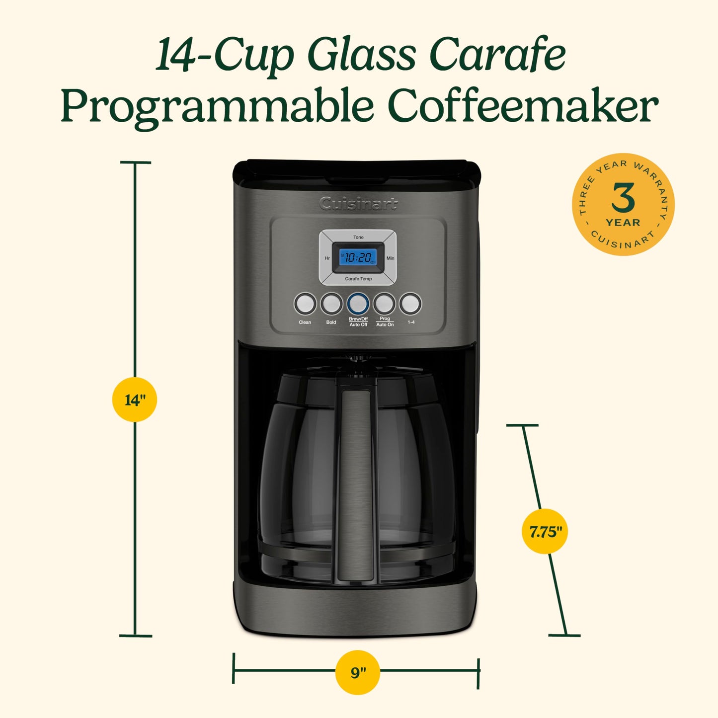 Cuisinart DCC-3200WP1 Perfectemp Kaffeemaschine, 14-Tassen-Glas, weiß 