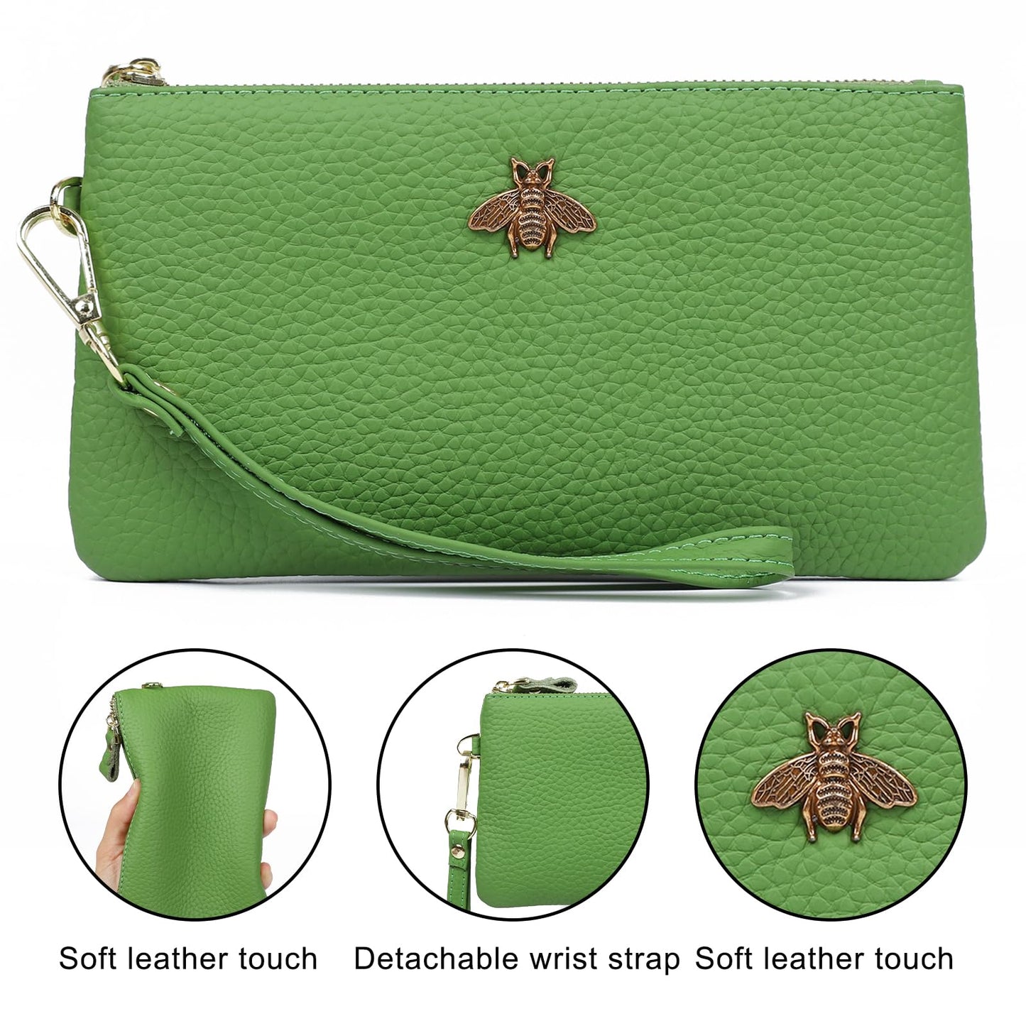 imeetu Women's Wristlet Clutch Purse Leather Cell Phone Wallet Handbag with Wrist Strap