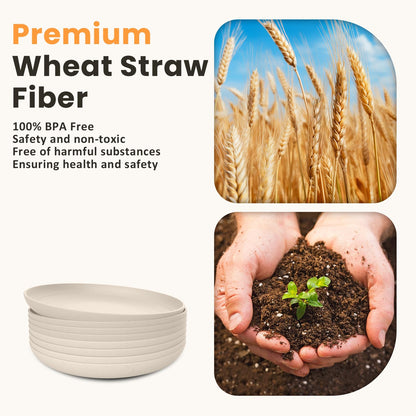Homienly Wheat Straw Dinner Plates – Unbreakable set of 8