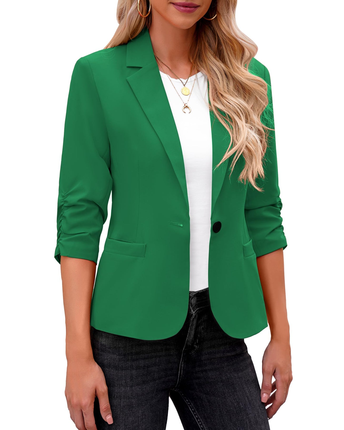 LookbookStore Blazer für Damen Anzugjacken Eleganter Blazer mit 3/4-Ärmeln Business-Casual-Outfits für die Arbeit