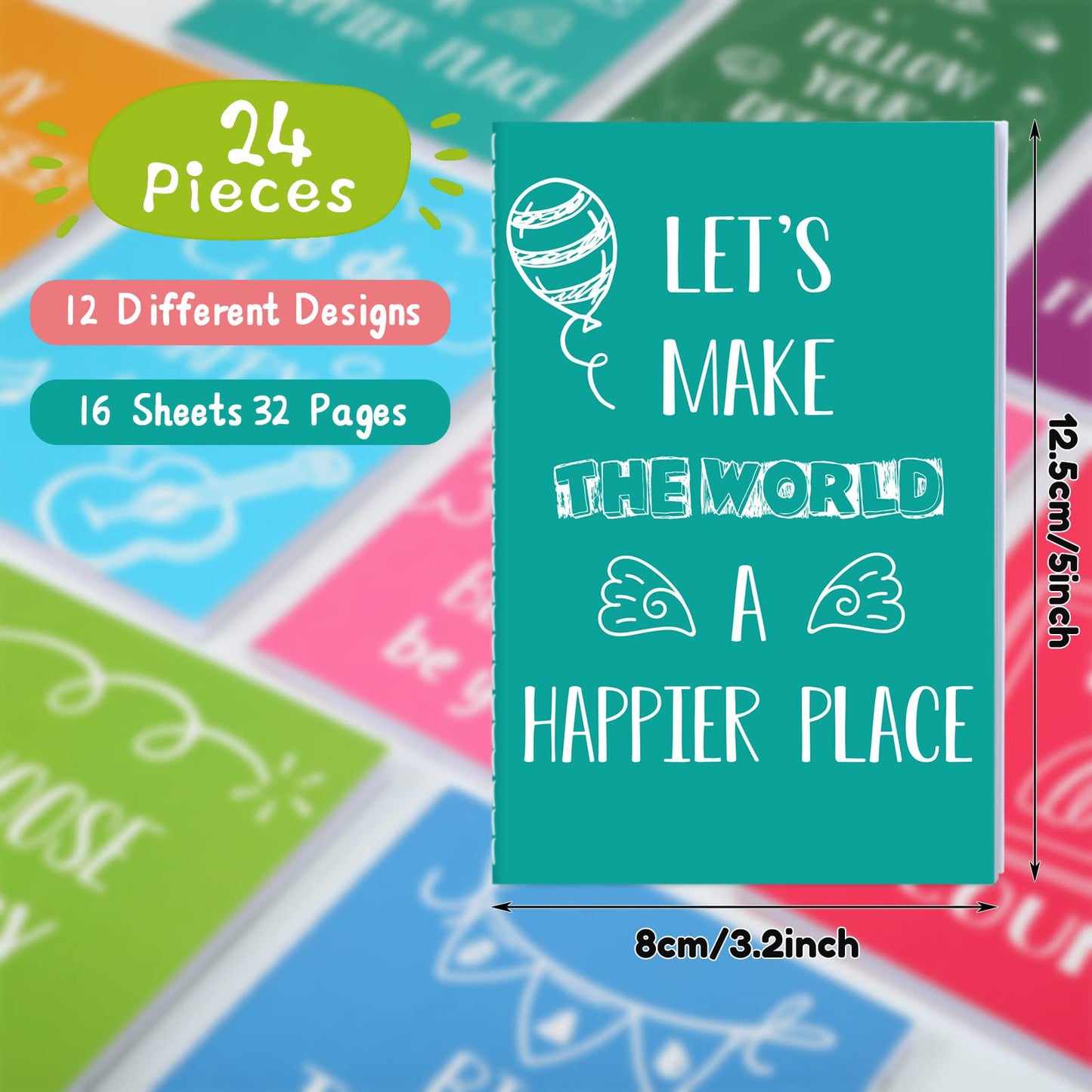 Zonon 24 Pcs Mini Colorful Notebooks Bulk Gifts, Funny Motivational Journals Notepads Inspirational Notepads Small Pocket Notebook Teacher Office Prizes Travel(Motivational Style)