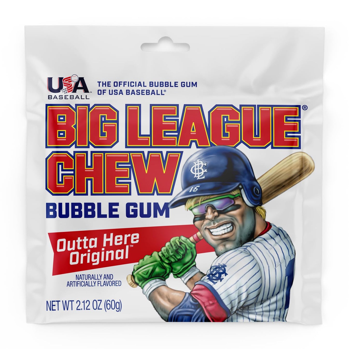 Chewing-gum original Big League Chew Outta Here - Saveur classique du stade de baseball | Parfait pour les matchs de baseball, les équipes, les concessions, les fêtes et plus encore | Paquet de 12 sacs (2,12 oz chacun)