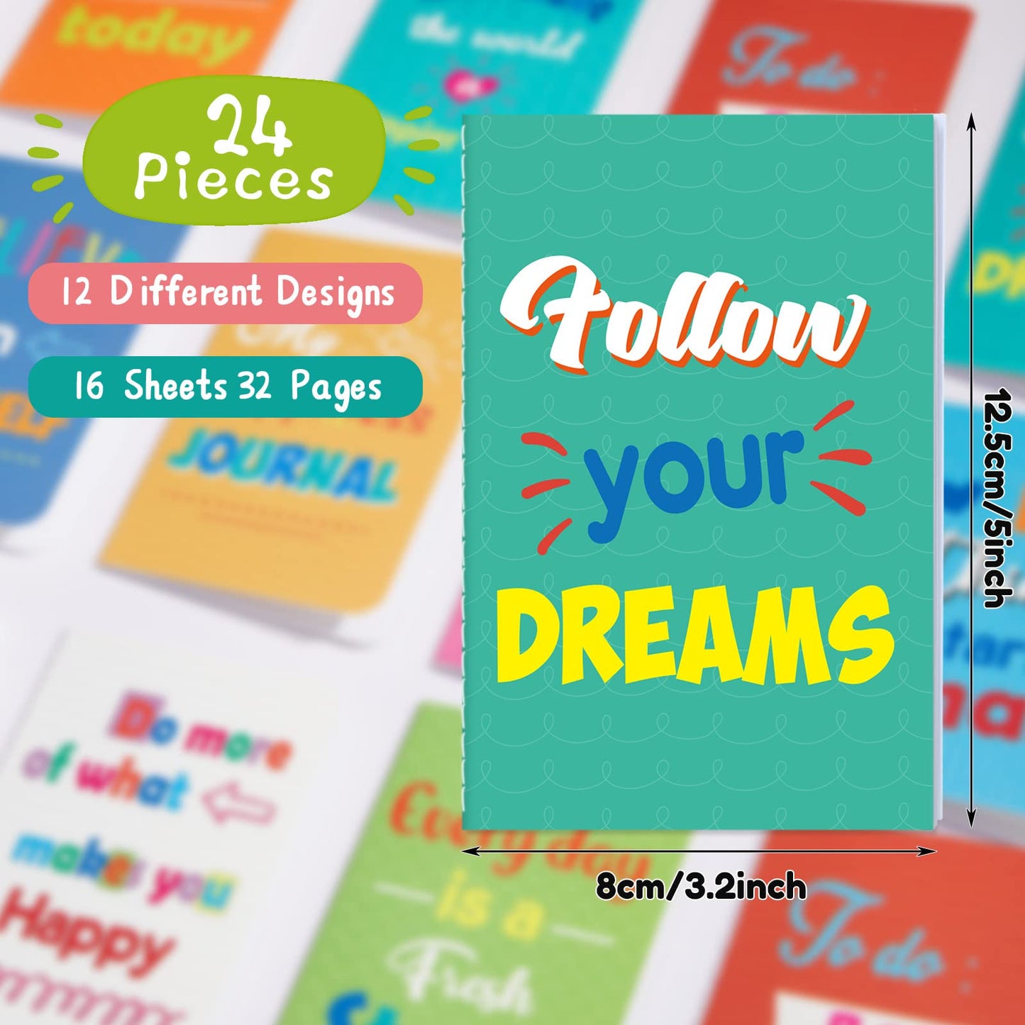 Zonon 24 Pcs Mini Colorful Notebooks Bulk Gifts, Funny Motivational Journals Notepads Inspirational Notepads Small Pocket Notebook Teacher Office Prizes Travel(Motivational Style)
