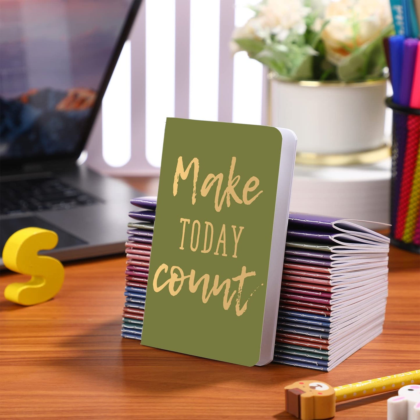 Zonon 24 Pcs Mini Colorful Notebooks Bulk Gifts, Funny Motivational Journals Notepads Inspirational Notepads Small Pocket Notebook Teacher Office Prizes Travel(Motivational Style)