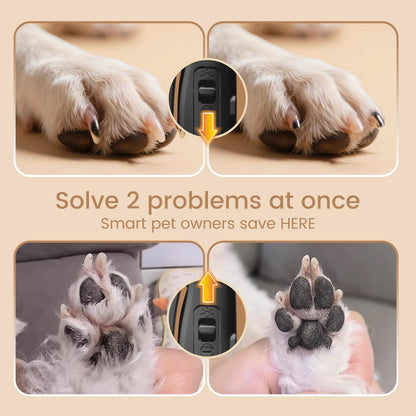 2-in-1 Dog & Cat Nail Clippers with LED Light, Rechargeable Pet Hair Trimmer, Waterproof Grooming Tool