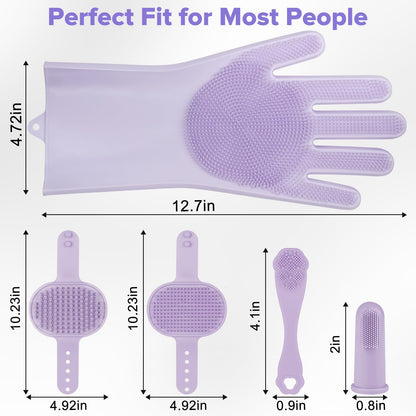 6PCS Pet Grooming Kit for Dogs,Cats and Horses | Dog Washing Gloves | Dog Bath Brush | Dog Bath Gloves | Dog Shampoo Brush | Pet Grooming Gloves | Dog Bath Supplies