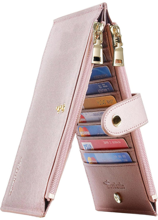 Travelambo RFID Wallet Women Large Size Bifold Multi Card Wallet Case with Zipper Pocke Credit Card Holder for Women