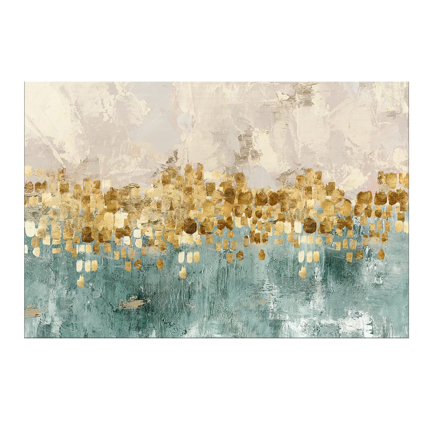 DZL Art A74675 Gold Abstract Painting Modern Decor Wall Art Gold Canvas Gray Painting Contemporary Decor Gray Abstract Canvas Living Room Art Painting