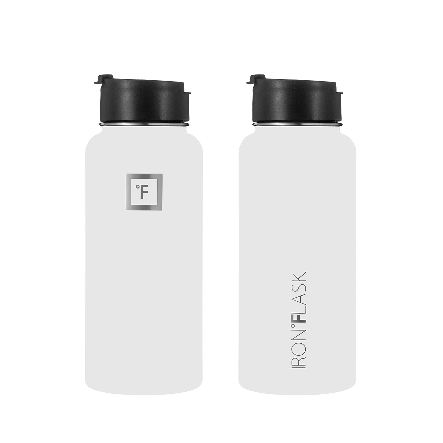 Bouteille d'hydratation de camping et de randonnée IRON °FLASK avec 3 couvercles - Bouteille d'eau en acier inoxydable, à double paroi et isolée sous vide - Anti-fuite et sans BPA (Dark Night, Straw - 32 oz) 