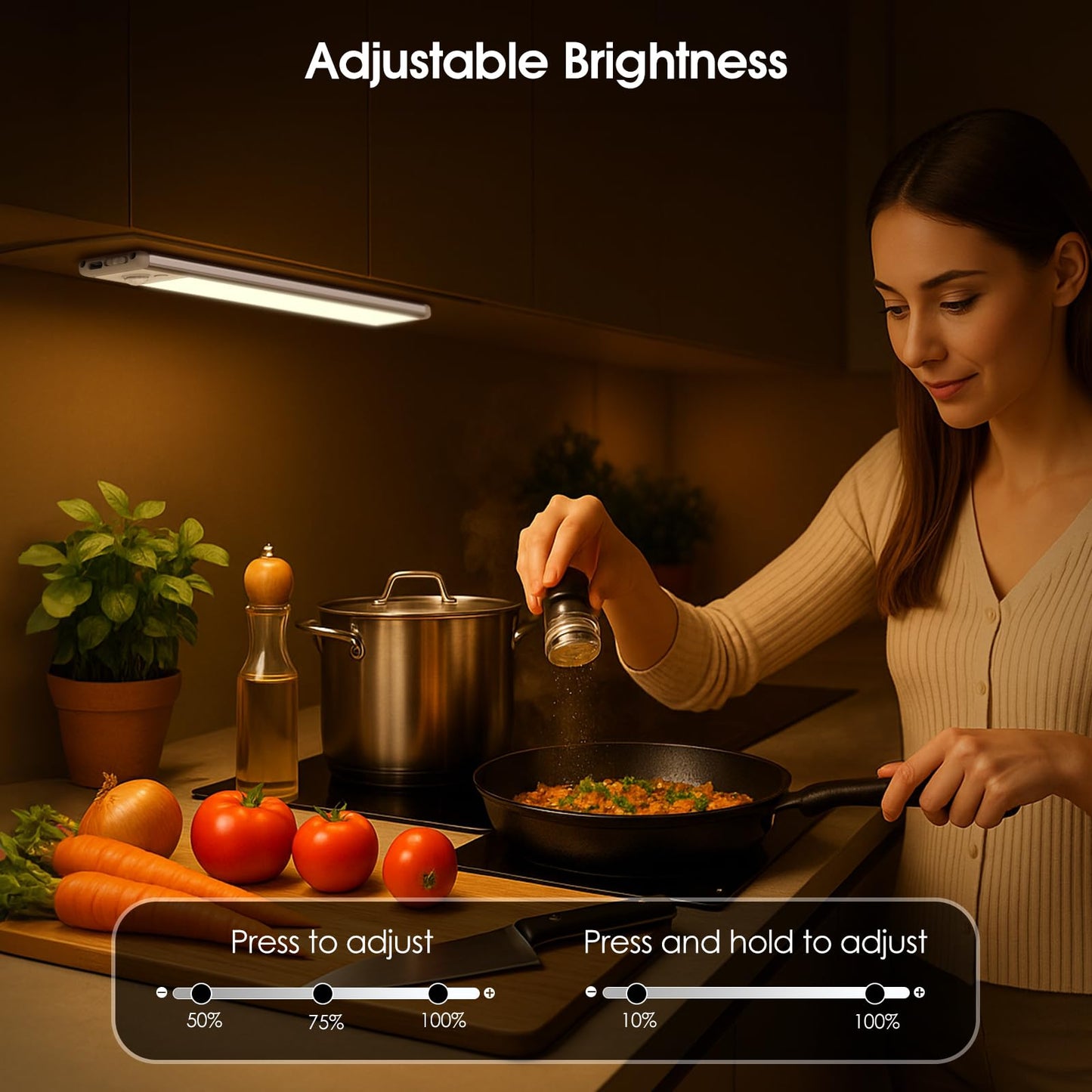 Chasesun 9.6” LED Motion Sensor Under Cabinet Lights – USB-C Rechargeable, 3-Tone Dimmable, Magnetic Mount, 5-Pack