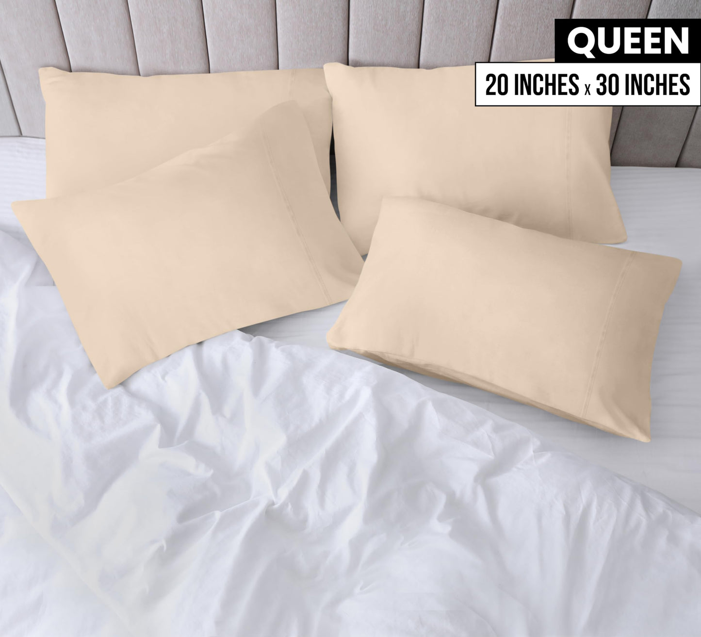 Taies d'oreiller Queen Utopia Bedding - Paquet de 4 - Fermeture à enveloppe - Tissu en microfibre brossé doux - Housses d'oreiller résistantes au rétrécissement et à la décoloration - Taille Queen 20 X 30 pouces (Queen, Gris) 