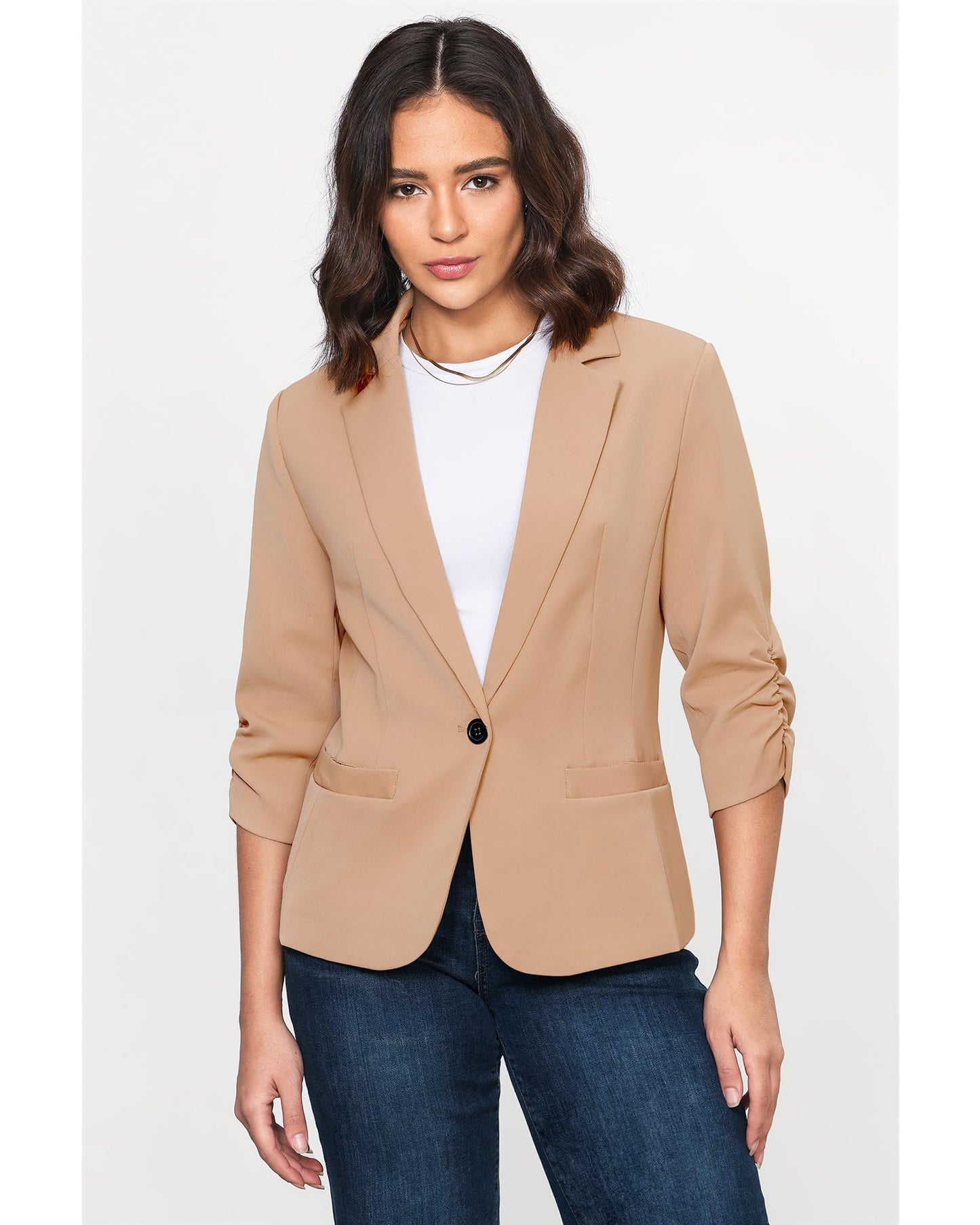 LookbookStore Blazer für Damen Anzugjacken Eleganter Blazer mit 3/4-Ärmeln Business-Casual-Outfits für die Arbeit