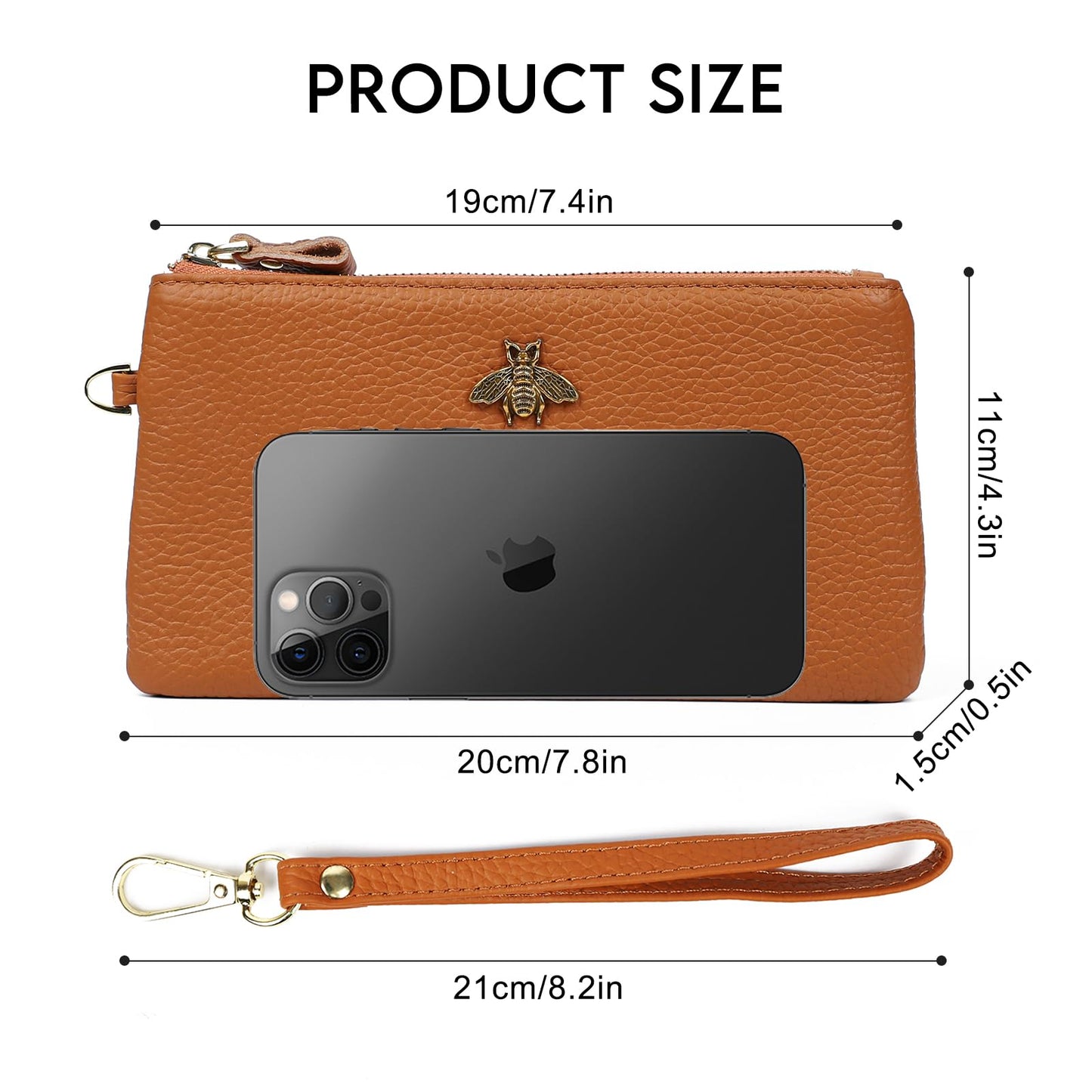 imeetu Women's Wristlet Clutch Purse Leather Cell Phone Wallet Handbag with Wrist Strap