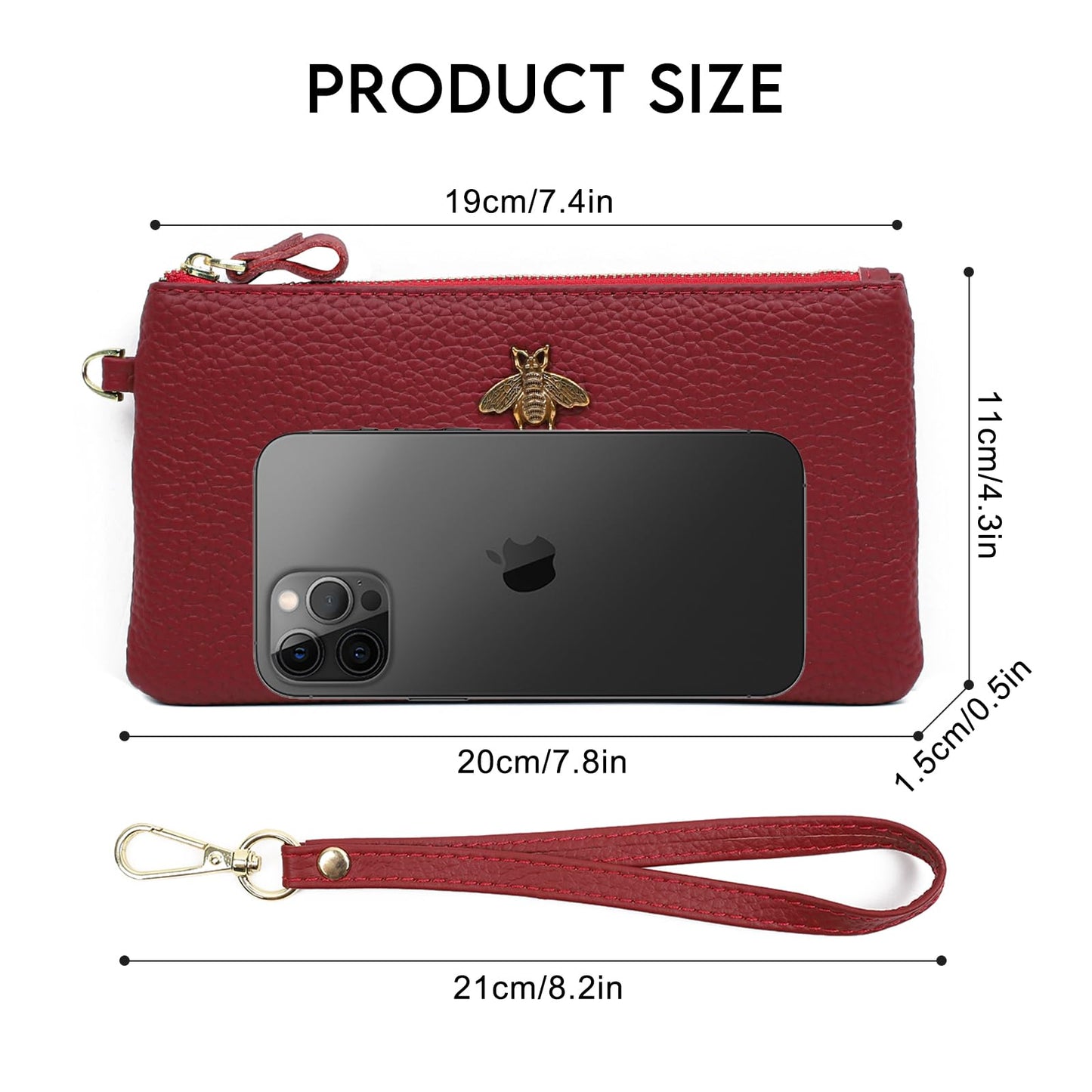 imeetu Women's Wristlet Clutch Purse Leather Cell Phone Wallet Handbag with Wrist Strap