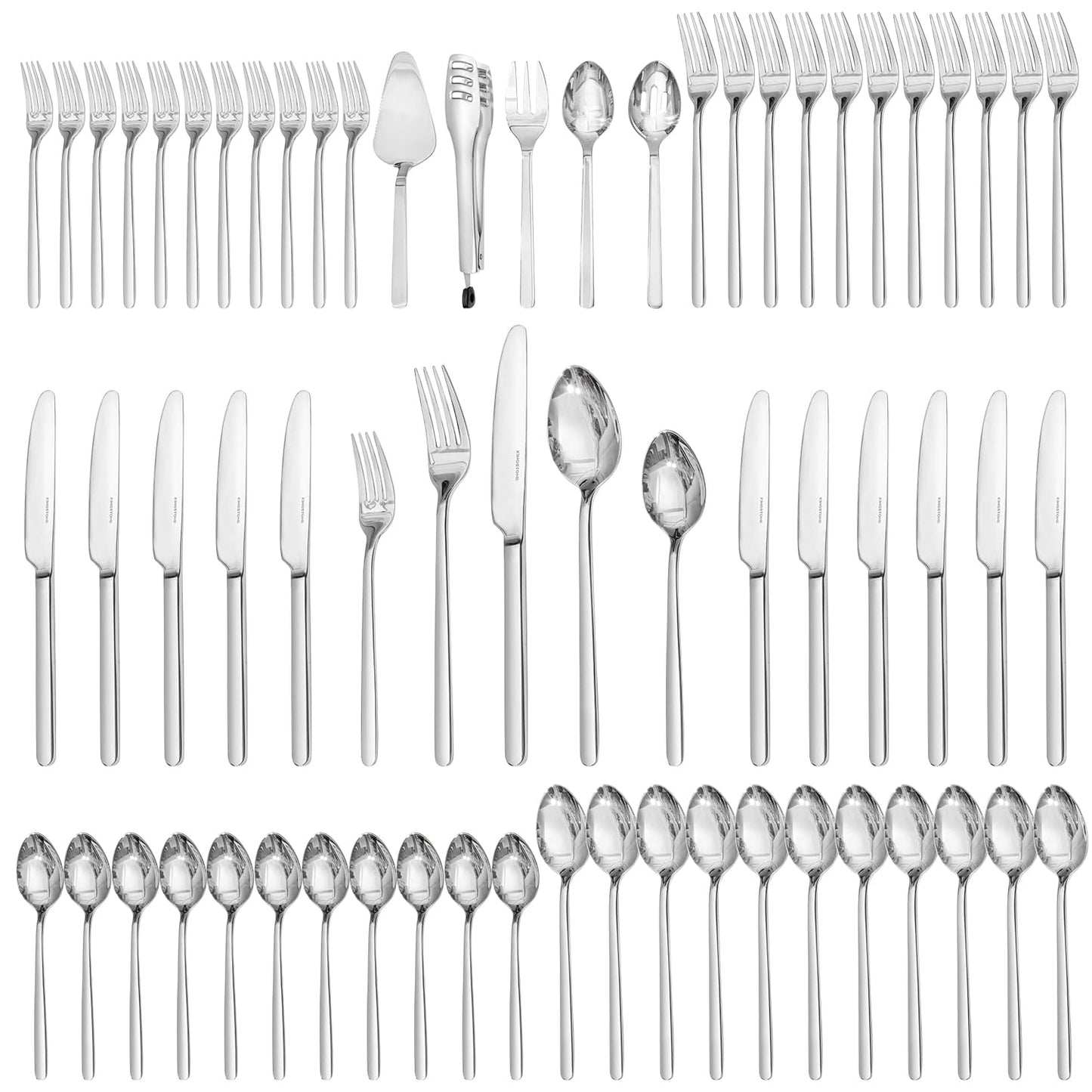 KINGSTONE Silverware Set, 20 Piece Flatware Cutlery Set for 4, 18/10 Stainless Steel Silverware Mirror Polished Dishwasher Safe for Home, Restaurant, Wedding, Party(Silver, 20 pieces for 4)