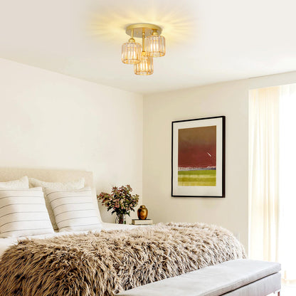 Crystal Semi Flush Ceiling Light – Modern Black Fixture, Clear Shade