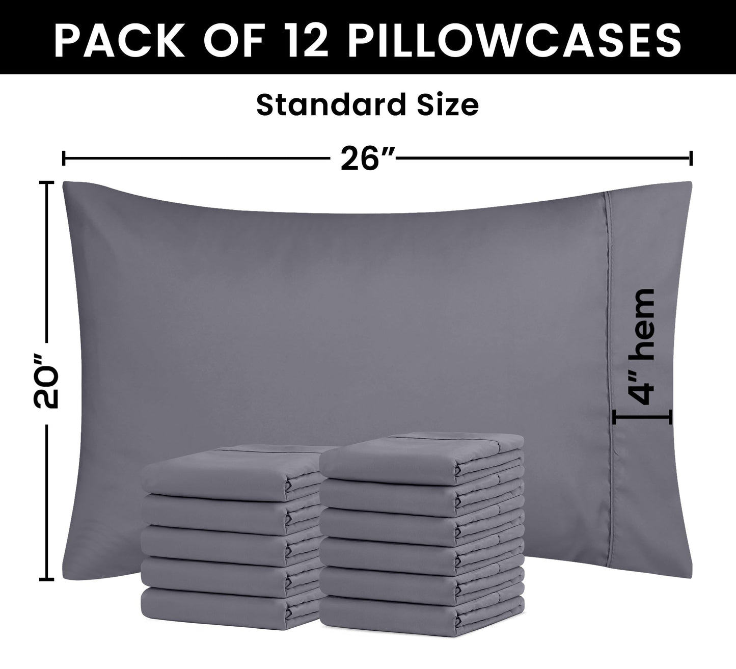 Utopia Bedding Queen Pillow Cases - Pack of 4 - Envelope Closure - Soft Brushed Microfiber Fabric - Shrinkage and Fade Resistant Pillow Covers Queen Size 20 X 30 Inches (Queen, Grey)