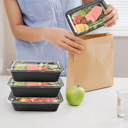 Prep Food Storage Containers with Lids – Reusable BPA-Free Lunch Bento Boxes, Stackable, Microwave, Dishwasher & Freezer Safe
