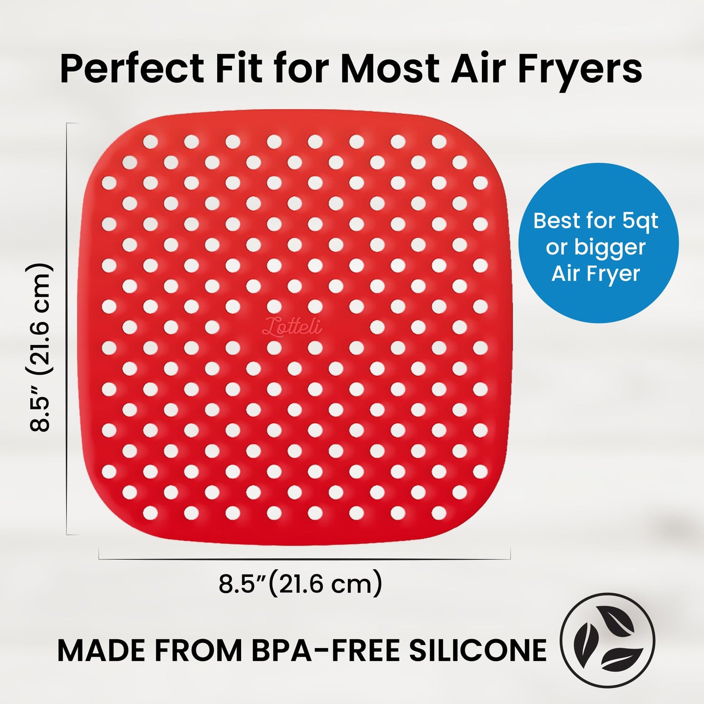 Air Fryer Liners Silicone 3 Pack for 5QT or Bigger Air Fryers - 8.5" Square Silicone Air Fryer Liners - Reusable Easy to Clean Air Fryer Accessories - Non-Stick Parchment Paper Replacement