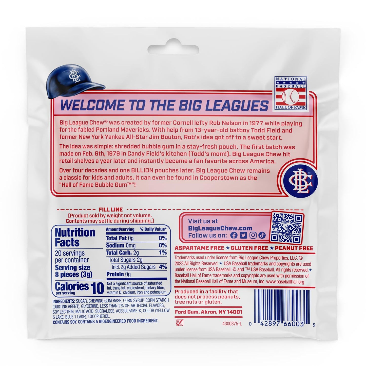 Chewing-gum original Big League Chew Outta Here - Saveur classique du stade de baseball | Parfait pour les matchs de baseball, les équipes, les concessions, les fêtes et plus encore | Paquet de 12 sacs (2,12 oz chacun)