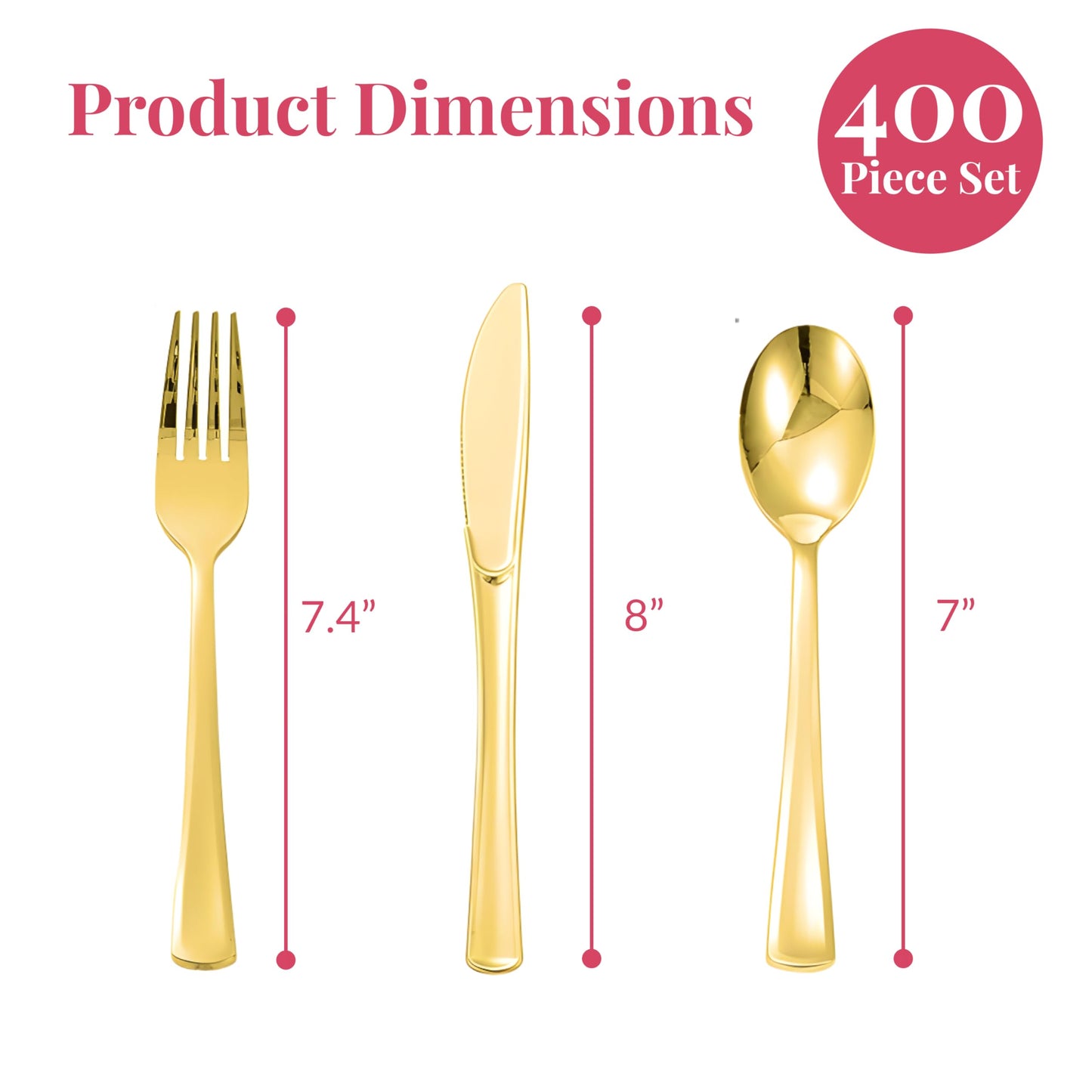 Prestee 50 Pre Rolled Gold Plastic Silverware Set Disposable, 200 Piece Gold Silverware Disposable and Reusable, Cutlery Set with Forks, Knives, Spoons, and Napkins for Weddings and Parties